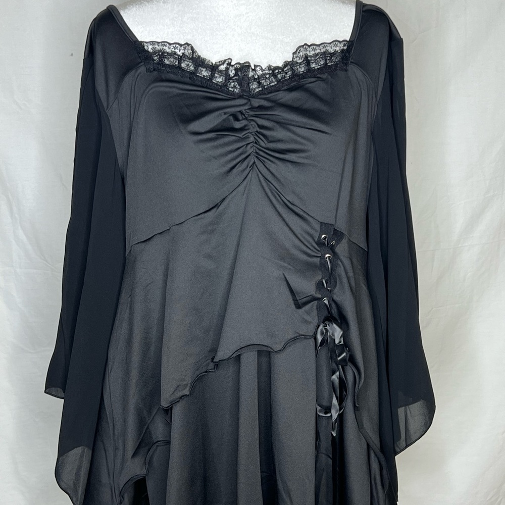RoseGal Black Blouse With Tie Up Size